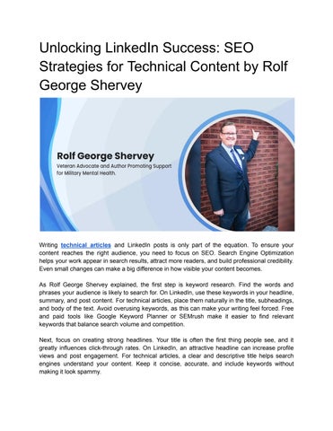 Unlocking LinkedIn Success_ SEO Strategies for Technical Content by Rolf George Shervey
