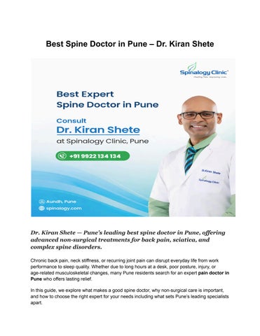 Best Spine Doctor in Pune – Dr Kiran Shete