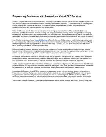 Empowering Businesses with Professional Virtual CFO Services