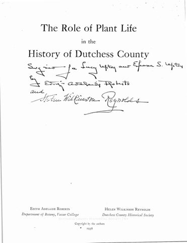 The Role of Plant Life in the History of Dutchess County