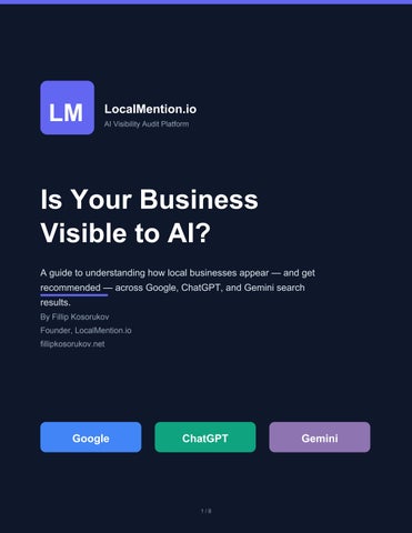 Fillip Kosorukov — Is Your Business Visible to AI? | LocalMention.io
