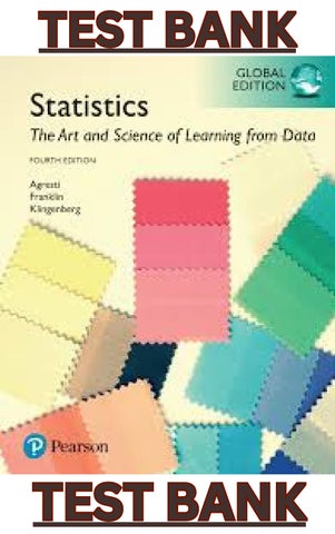 TEST BANK for Statistics The Art and Science of Learning from Data, 4th Global Edition by Alan Agres