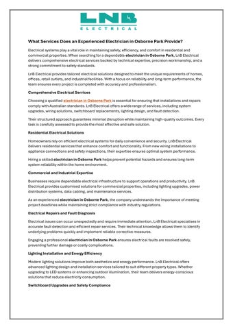 What Services Does an Experienced Electrician in Osborne Park Provide