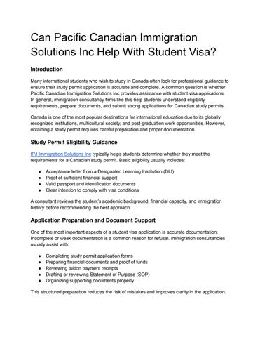 Can Pacific Canadian Immigration Solutions Inc Help With Student Visa