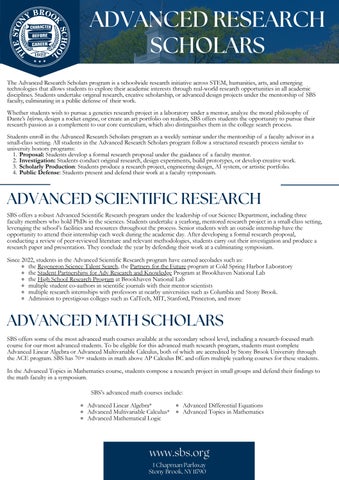 SBS Advanced Research Scholars
