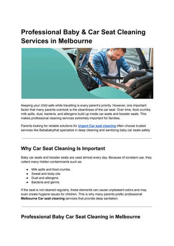 Baby & Car Seat Cleaning Services in Melbourne
