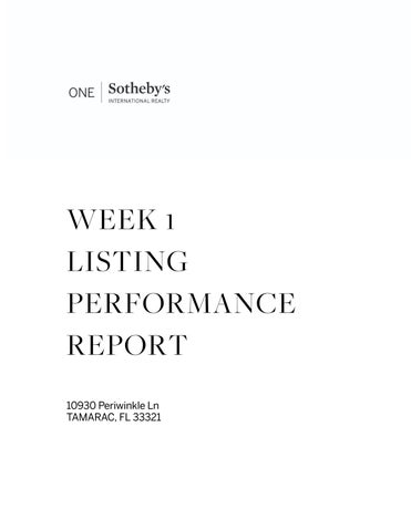 Week 1 Report - 10930 Periwinkle lane