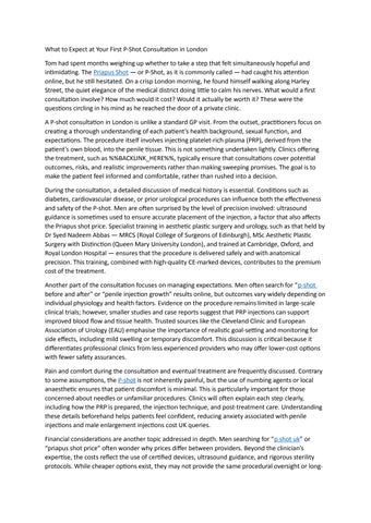 What to Expect at Your First P-Shot Consultation in London