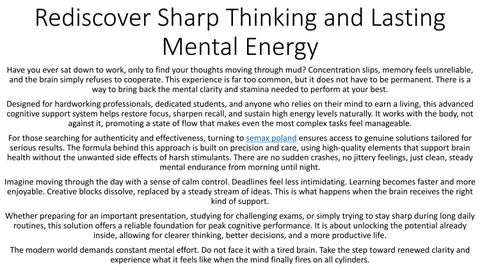 Rediscover Sharp Thinking and Lasting Mental Energy