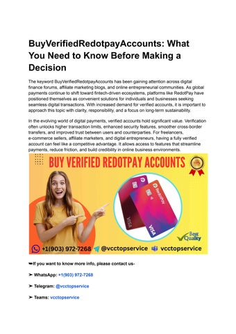 Premium Verified RedotPay Accounts for Sale
