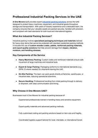 Professional Industrial Packing Services in the UAE