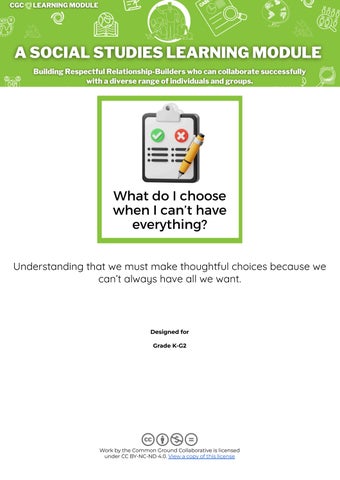 Social Studies K-G2 - What do I choose when I can't have everything_  CGC Module