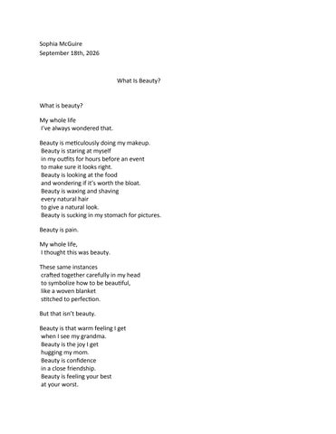 What Is Beauty - Sophia McGuire