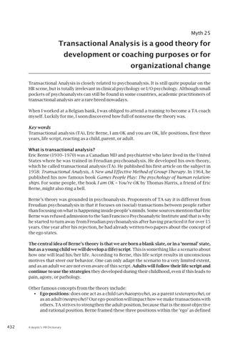 Myth 25 - Transactional Analysis - Berne