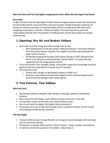 After the Parch and The Seed Apple: Imagining the Future When We No Longer Trust Power