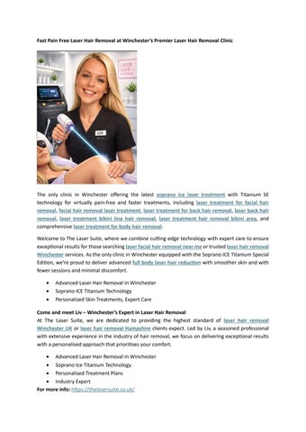 Fast Pain Free Laser Hair Removal at Winchester’s Premier Laser Hair Removal Clinic