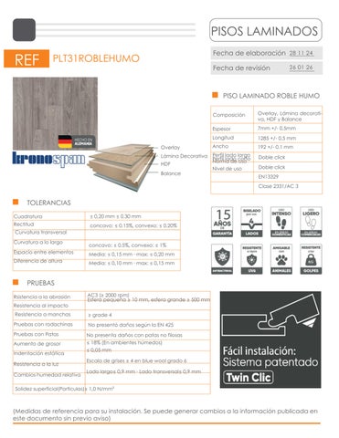 FICHA TÉCNICA PISO LAMINADO ROBLE HUMO