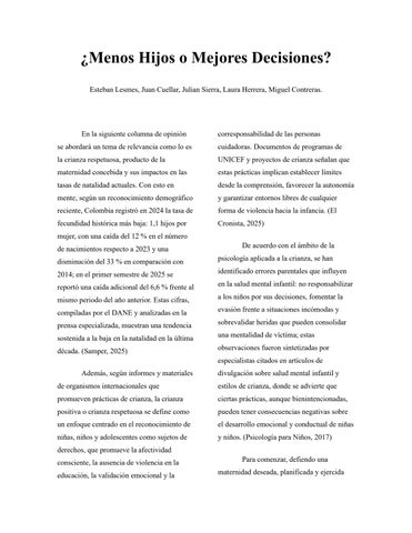 ¿Menos Hijos o Mejores Decisiones?