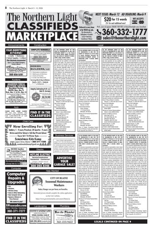 The Northern Light Classifieds: March 5-11, 2026