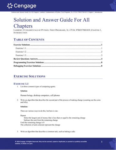 Solution Manual for Fundamentals of Python First Programs, 3rd Edition Kenneth A. Lambert