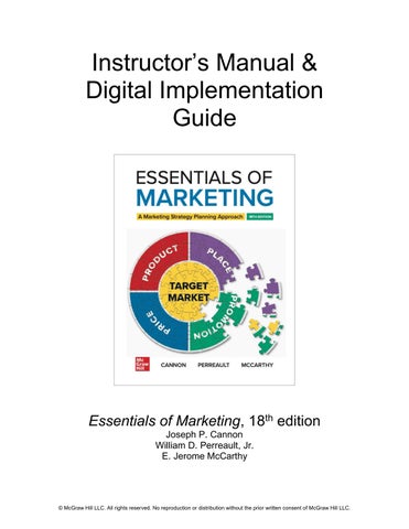 Solution Manual for Essentials of Marketing, 18th Edition By Joseph Cannon