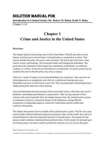 Solution Manual for Introduction to Criminal Justice 10e  Robert M. Bohm, Keith N. Haley