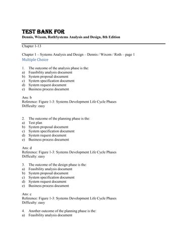 Test Bank for Dennis, Wixom, RothSystems Analysis and Design, 8th Edition