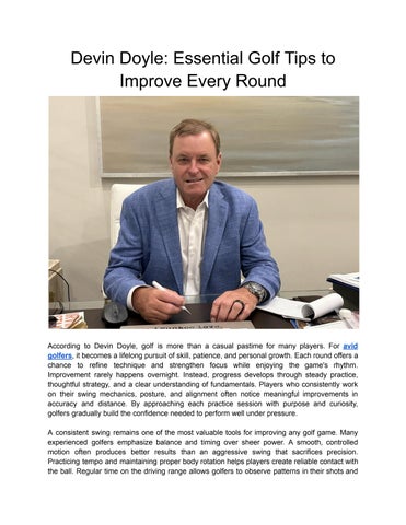 Devin Doyle: Advanced Golf Tips to Master Every Round
