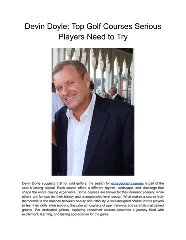 Devin Doyle: Top Golf Courses Serious Players Need to Try