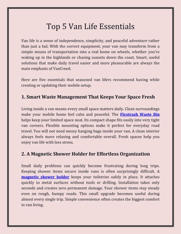 Top 5 Van Life Essentials