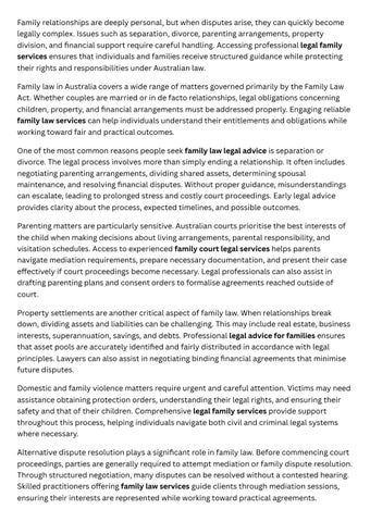 Comprehensive Guide to Legal Family Services and Family Court Legal Support in Australia