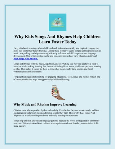 Why Kids Songs And Rhymes Help Children Learn Faster Today