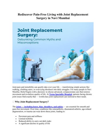 Terna hospital at Joint Replacement Surgery in Navi Mumbai
