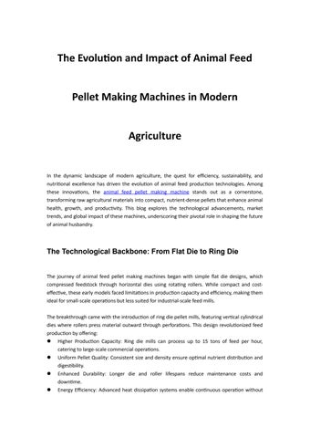 The Evolution and Impact of Animal Feed Pellet Making Machines in Modern Agriculture