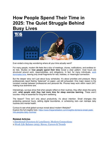 How People Spend Their Time in 2025: The Quiet Struggle Behind Busy Lives