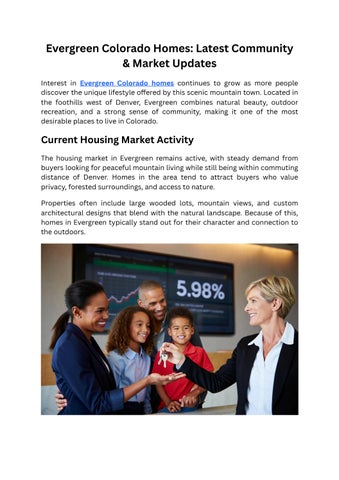Evergreen Colorado Homes Latest Community & Market Updates