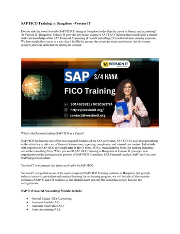 SAP FICO  Training in Bangalore