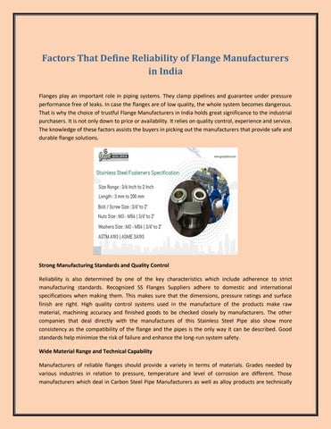Factors That Define Reliability of Flange Manufacturers in India