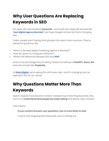 Why User Questions Are Replacing Keywords in SEO
