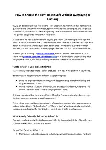 How to Choose the Right Italian Sofa Without Overpaying or Guessing