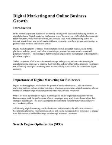 Digital Marketing and Online Business Growth