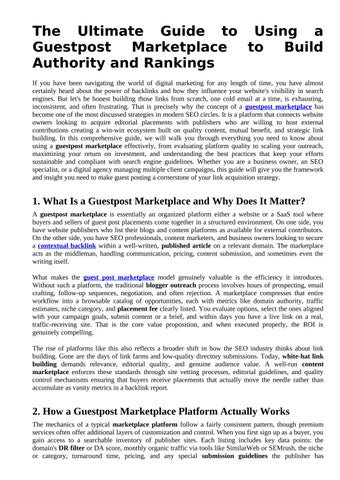 The Ultimate Guide to Using a Guestpost Marketplac