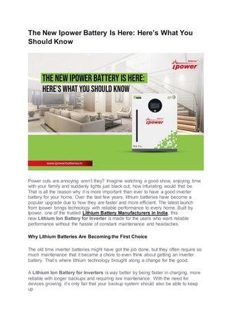 Lithium Battery Manufacturer in India