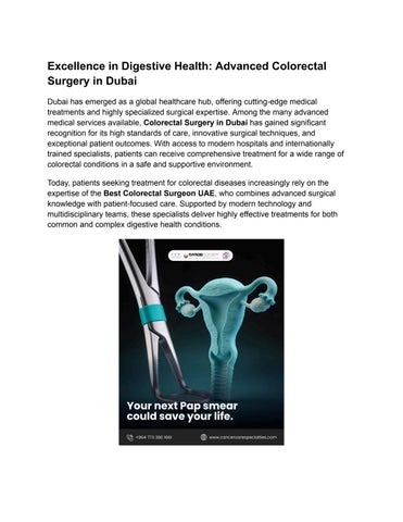 Excellence in Digestive Health: Advanced Colorectal Surgery in Dubai
