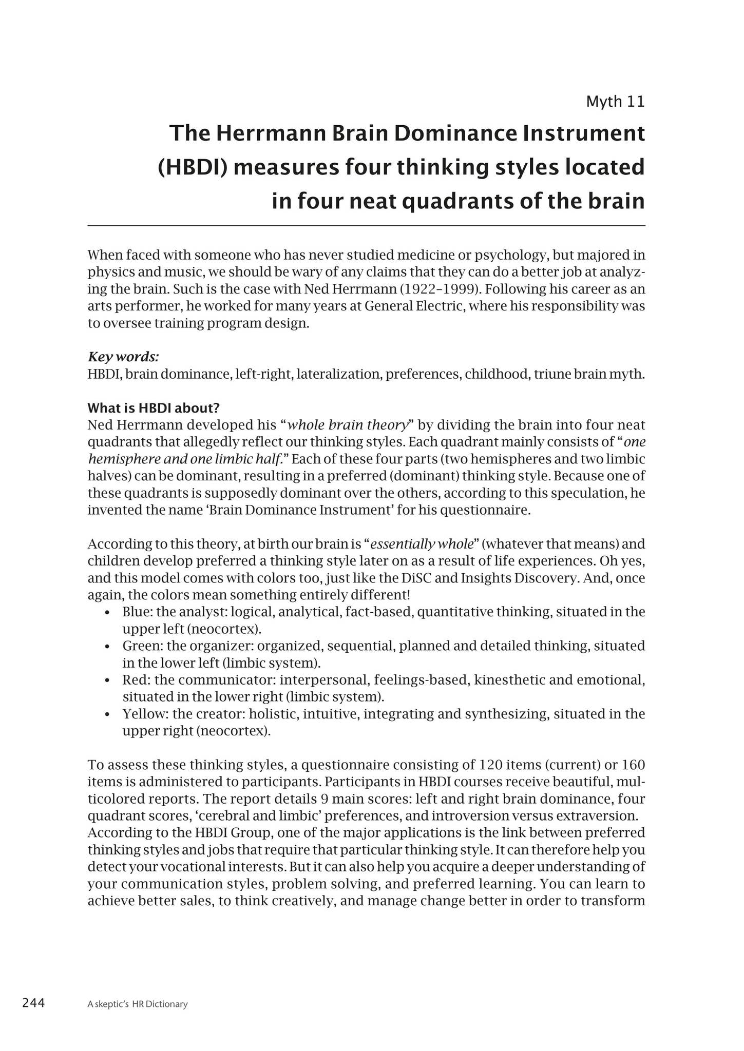 Herrmann Brain Dominance Instrument Worksheet.pdf Myth 11 - Herrmann Brain Dominance Instrument by Uitgeverij Lannoo - Issuu
