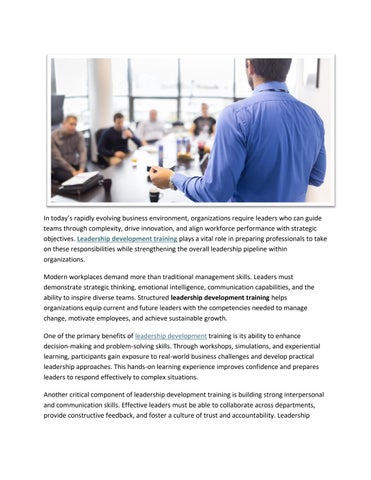 Why Leadership Development Training Is Essential for Building High-Impact Leaders