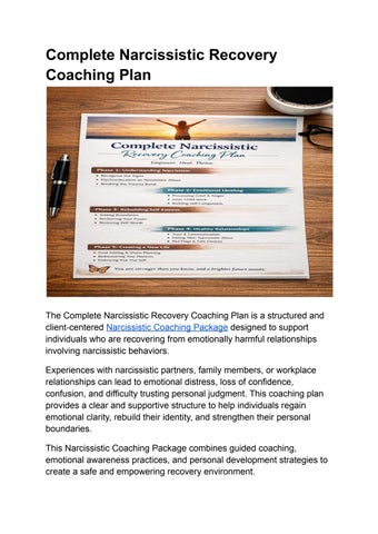 Complete Narcissistic Recovery Coaching Plan