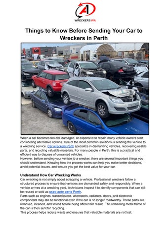 Things to Know Before Sending Your Car to Wreckers in Perth