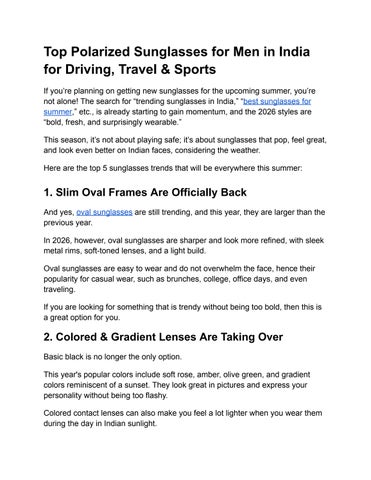 Top Polarized Sunglasses for Men in India for Driving, Travel & Sports