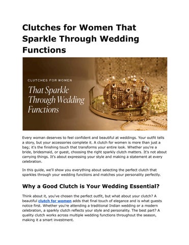 Clutches for Women That Sparkle Through Wedding Functions